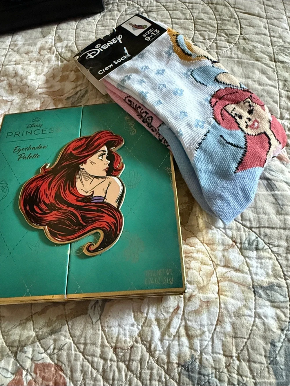 Disney Ariel Eyeshadow pallet with Blue Crew Socks